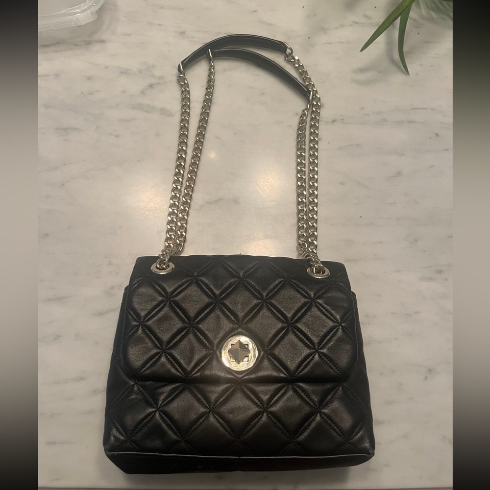 Kate Spade New York Natalia Crossbody Black Quilted Turnlock Purse Handbag